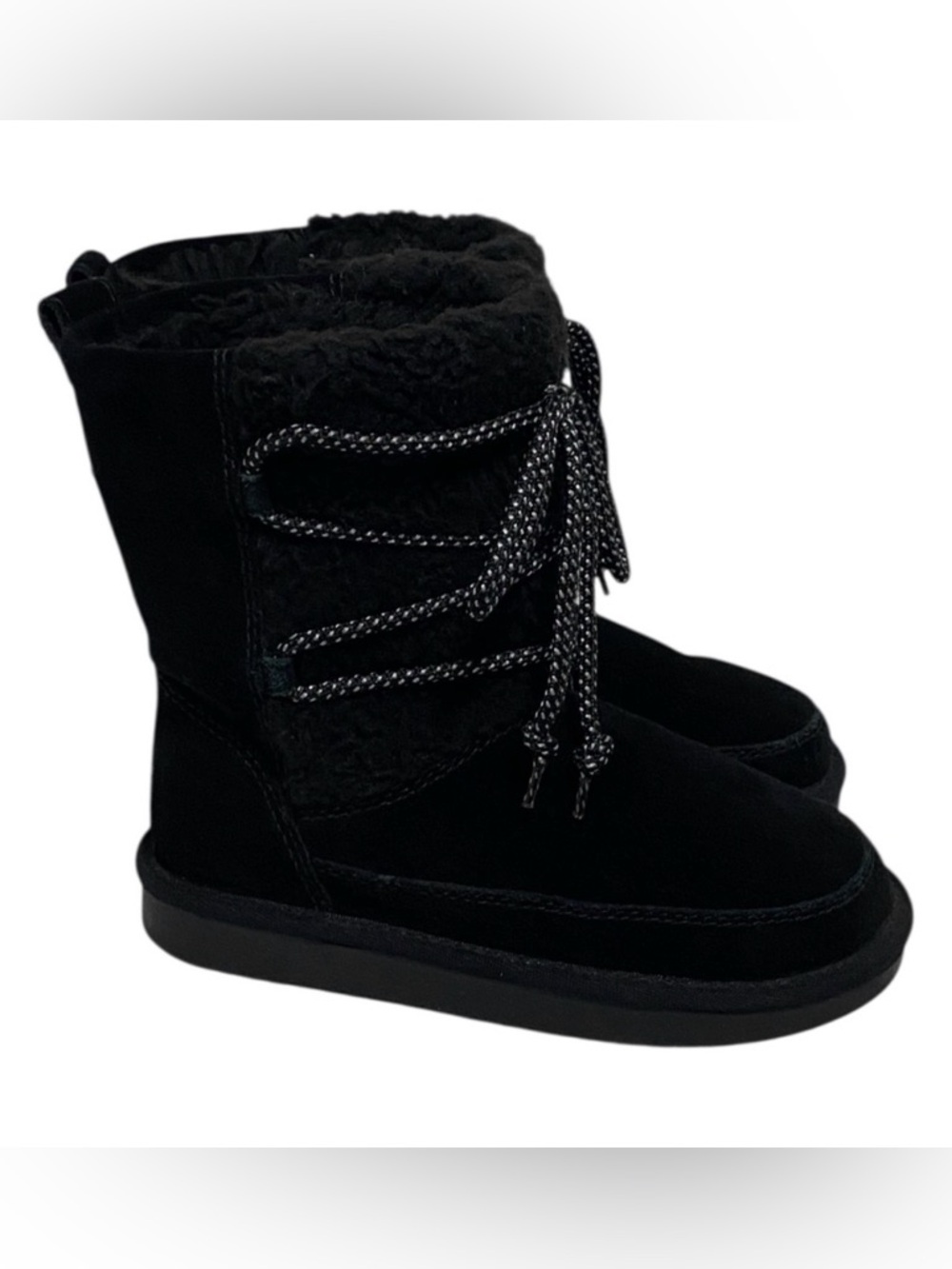 UGG Koolaburra Black Suede Fleece Lined Snow Boots - Toddler Size 12